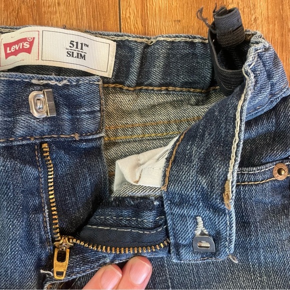 LEVIS 511 Slim Boys Blue Denim Jeans Waist Tighteners Size 4 - Picture 3 of 10